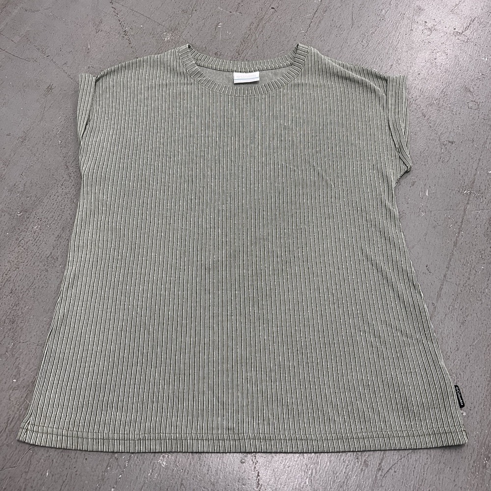 Columbia Women's Olive Green Ribbed Short Sleeve Crew‎ Neck Top Size Medium